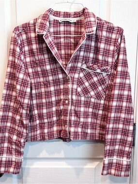 Abercrombie & Fitch Women’s Red/White Plaid Long Sleeve Button-Up XS PJ Top